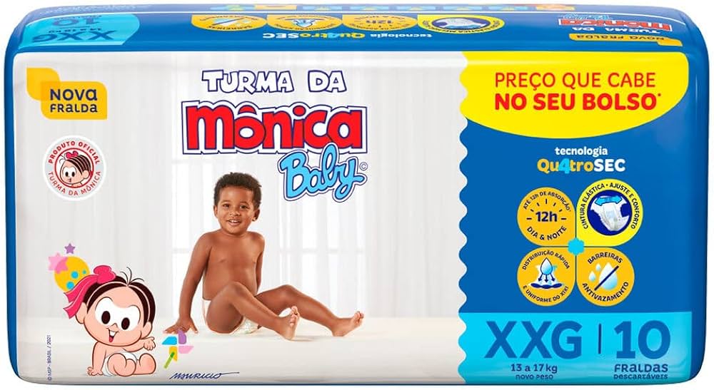 imagem de FRALDA DESC TURMA DA MONICA JUMB XXG C/10